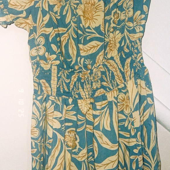 Patrons of Peace Blue and Gold Floral Maxi Dress - Picture 2 of 5